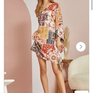 Savanna Jane Multicolor Patchwork Long Sleeve Dress Small NWT